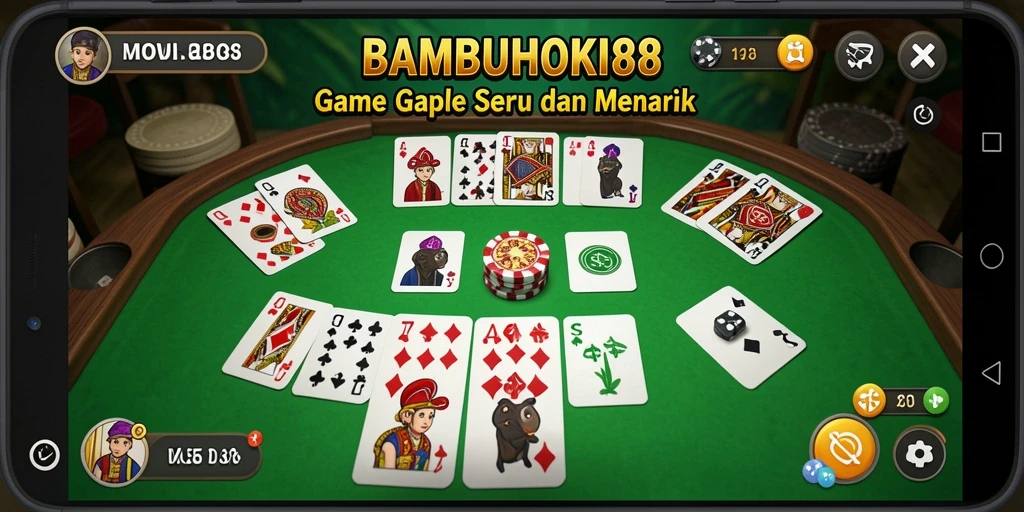 Tampilan gameplay Gaple yang menarik di BAMBUHOKI88.