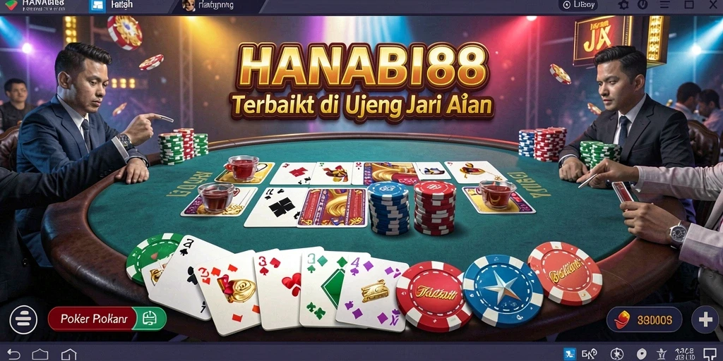 Tampilan gameplay menarik dari HANABI88 dengan suasana poker yang mendebarkan.