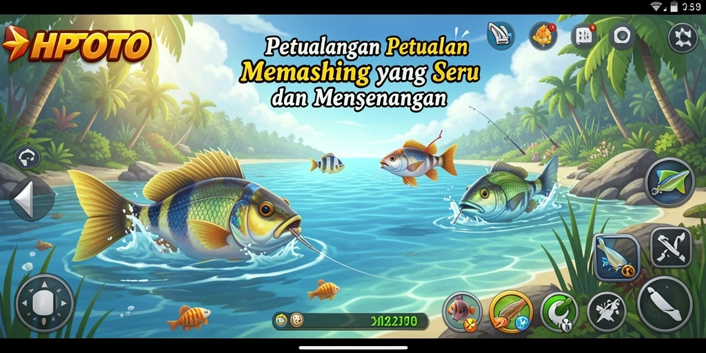 Tampilan gameplay HPTOTO dengan aksi memancing yang mendebarkan.