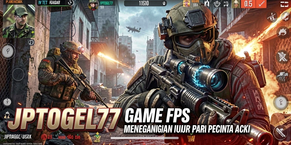 Tangkapan layar menunjukkan aksi intens dalam gameplay FPS JPTOGEL77.