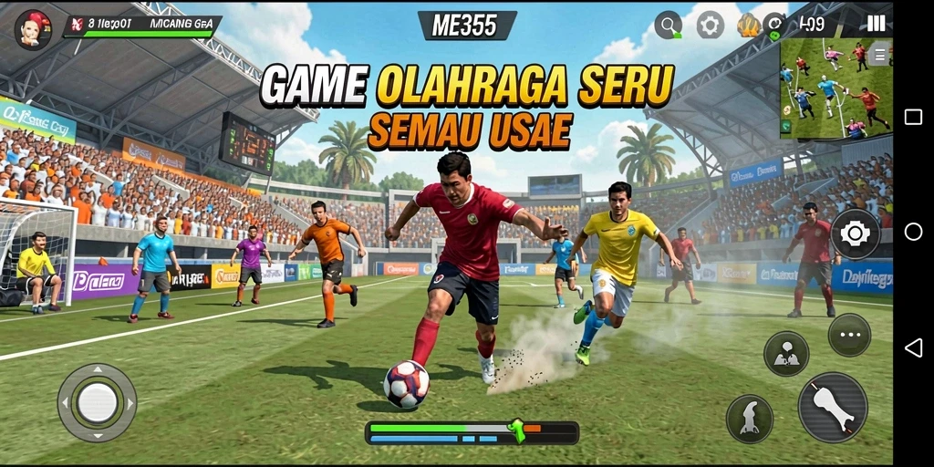 Tangkapan layar gameplay ME355 menampilkan aksi olahraga yang mendebarkan.
