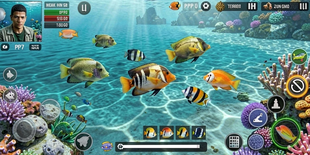 Tampilan gameplay PP7 yang menarik saat menangkap ikan.