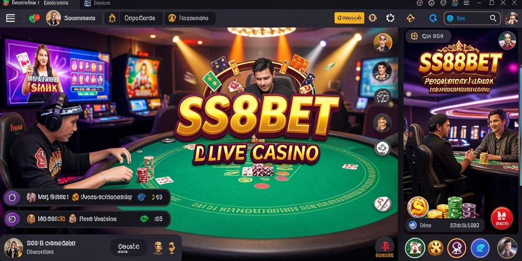 Tampilan gameplay SS88BET dengan dealer profesional di Live Casino.
