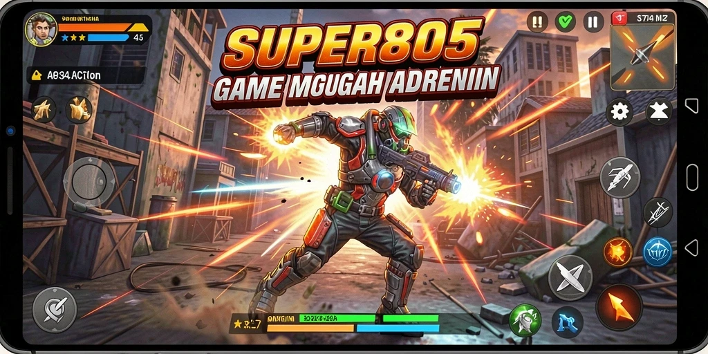 Tangkapan layar utama SUPER805 menampilkan aksi pertempuran yang mendebarkan.