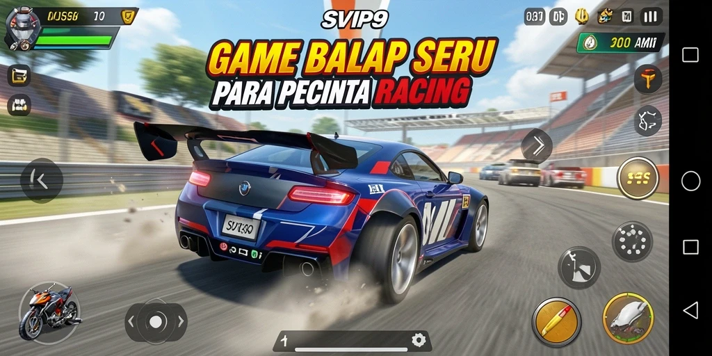 Screenshot gameplay SVIP9 menampilkan adrenalin balap yang mendebarkan.