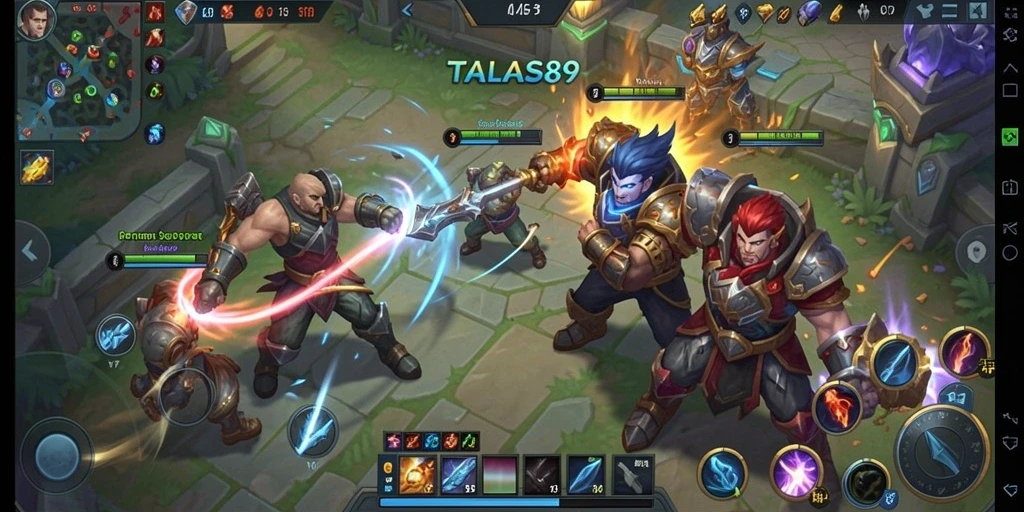 Tampilan gameplay epic dalam pertarungan tim di TALAS89.