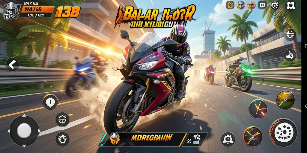 Tampilan dinamis balapan motor dalam WAR138.